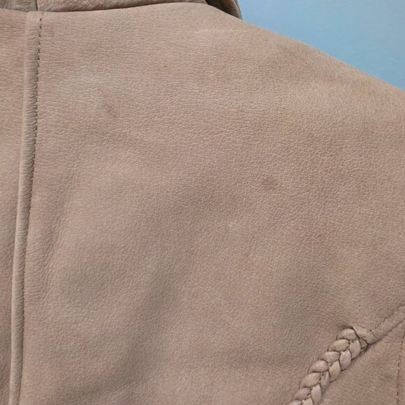 Leather King Tan Moto Jacket Women’s Large Biker Style - Picture 14 of 16